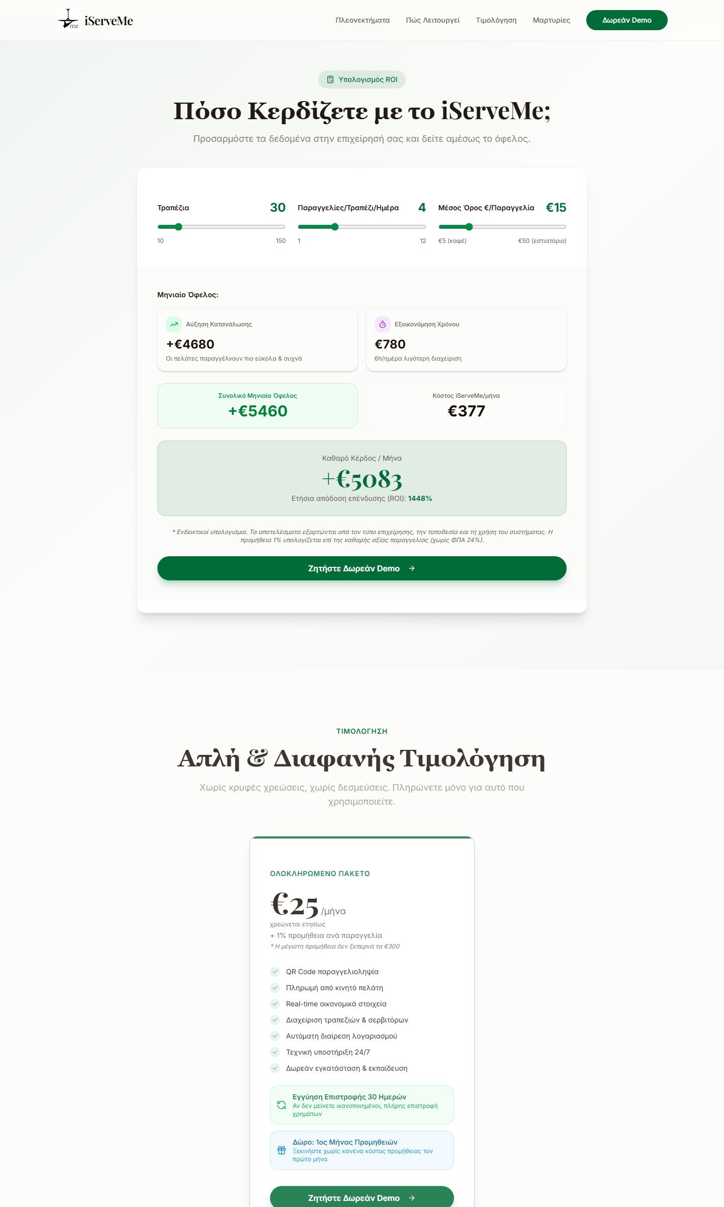 Offer iServeMe ROI section screenshot