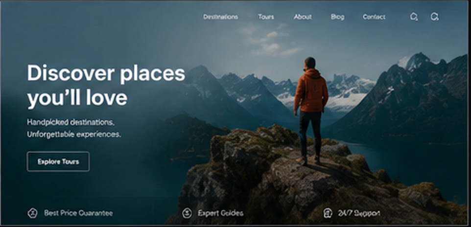 Unbranded homepage preview για τουρισμό